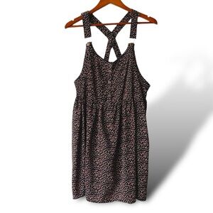 Women's Black Floral Cross-Back Short Dress Casual Spring